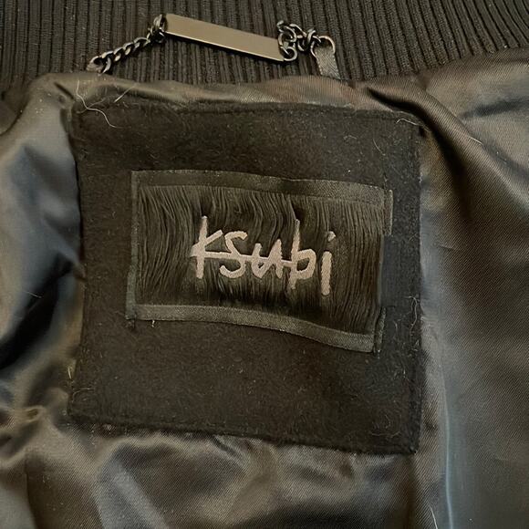 Ksubi Bomber Jacket Leather Sleeves Size Medium Heroism Globe - Picture 7 of 13